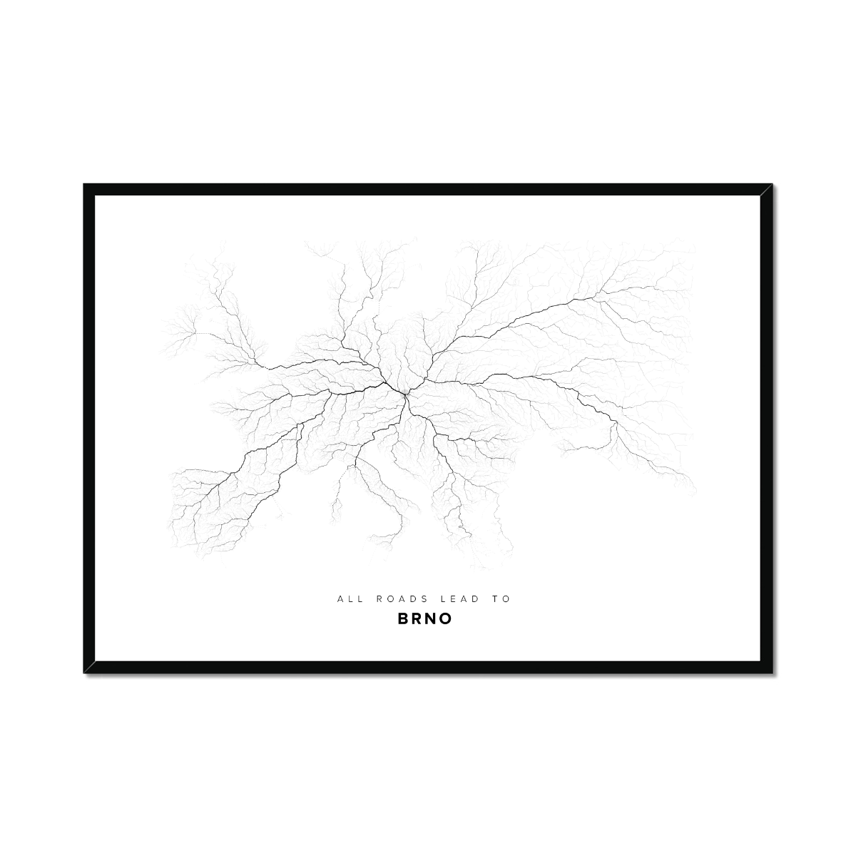 All roads lead to Brno (Czech Republic) Fine Art Map Print