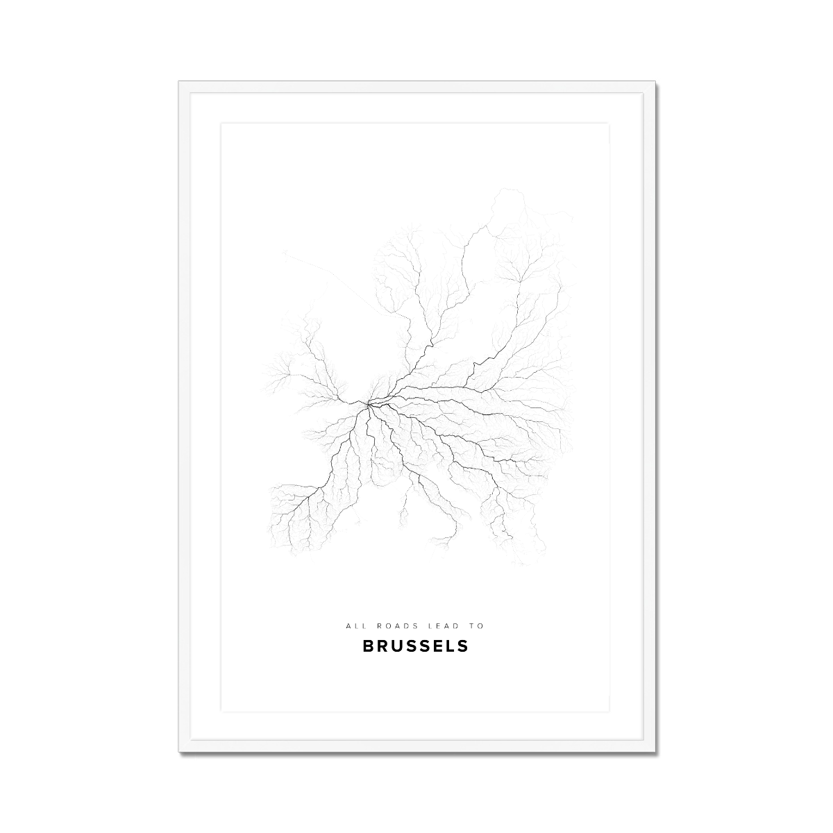 All roads lead to Brussels (Belgium) Fine Art Map Print