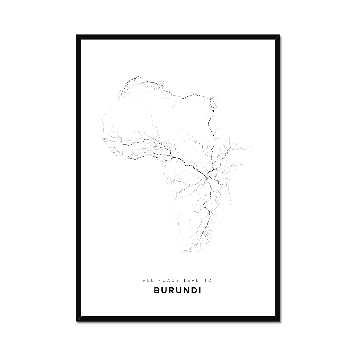All roads lead to Burundi Fine Art Map Print
