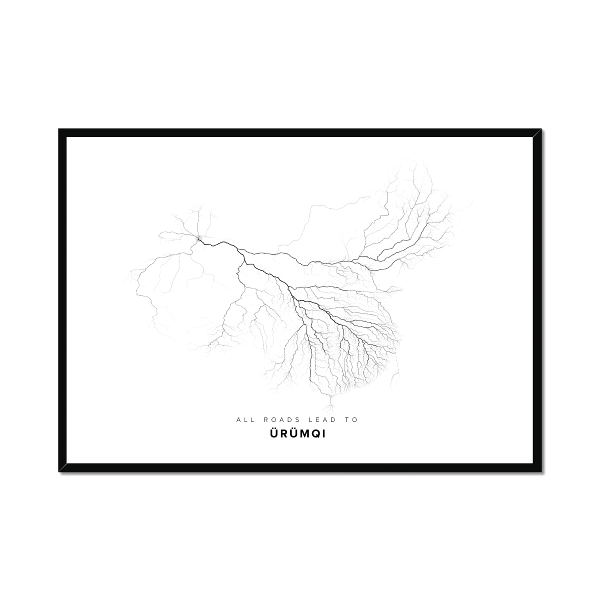 All roads lead to Ürümqi (China) Fine Art Map Print