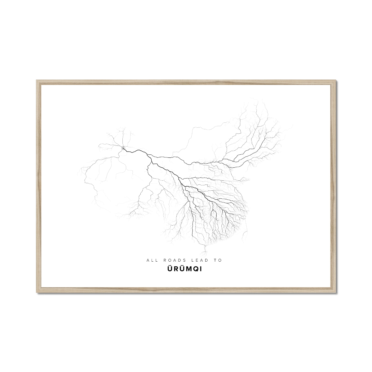 All roads lead to Ürümqi (China) Fine Art Map Print
