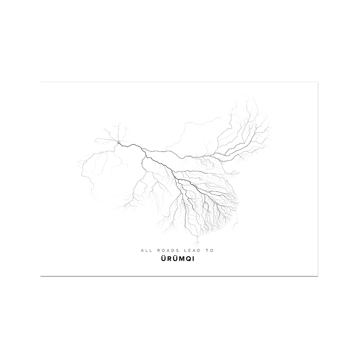 All roads lead to Ürümqi (China) Fine Art Map Print