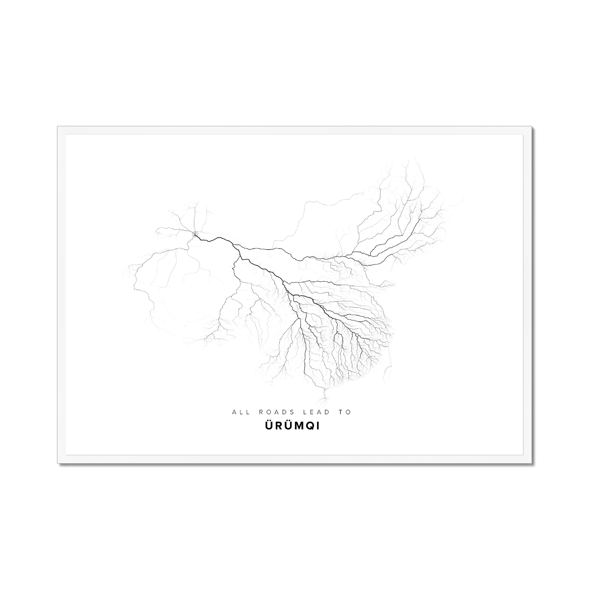 All roads lead to Ürümqi (China) Fine Art Map Print
