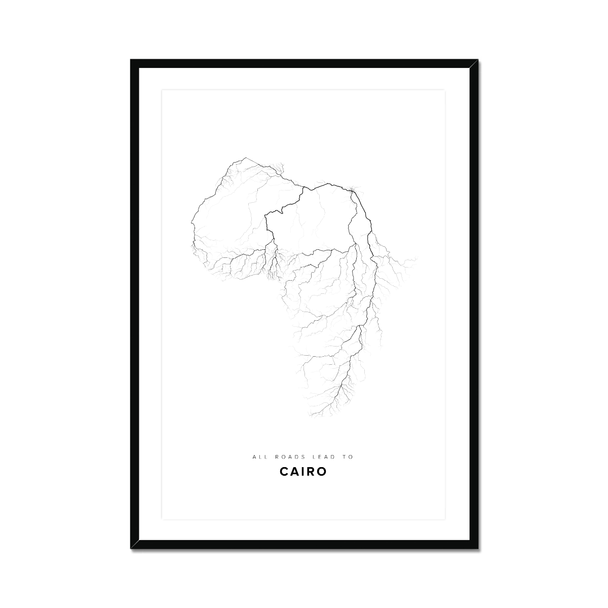 All roads lead to Cairo (Egypt) Fine Art Map Print