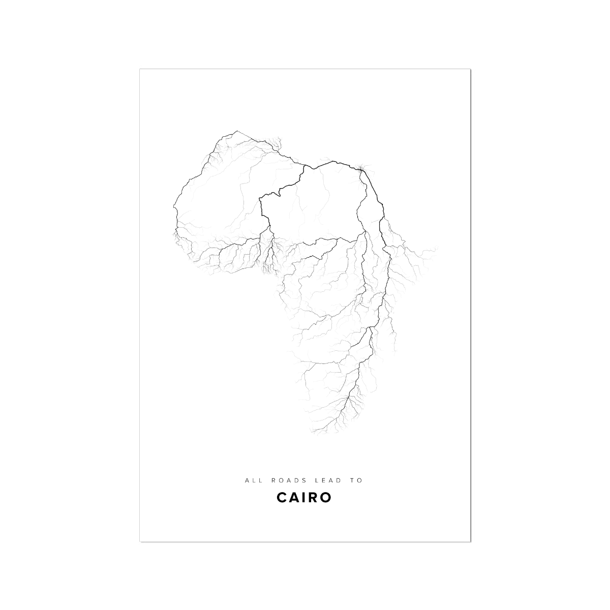 All roads lead to Cairo (Egypt) Fine Art Map Print