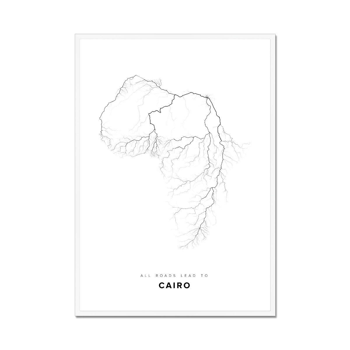 All roads lead to Cairo (Egypt) Fine Art Map Print
