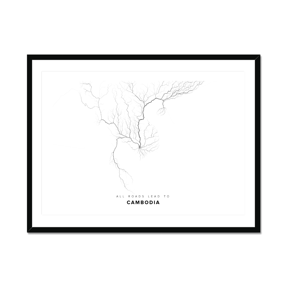 All roads lead to Cambodia Fine Art Map Print