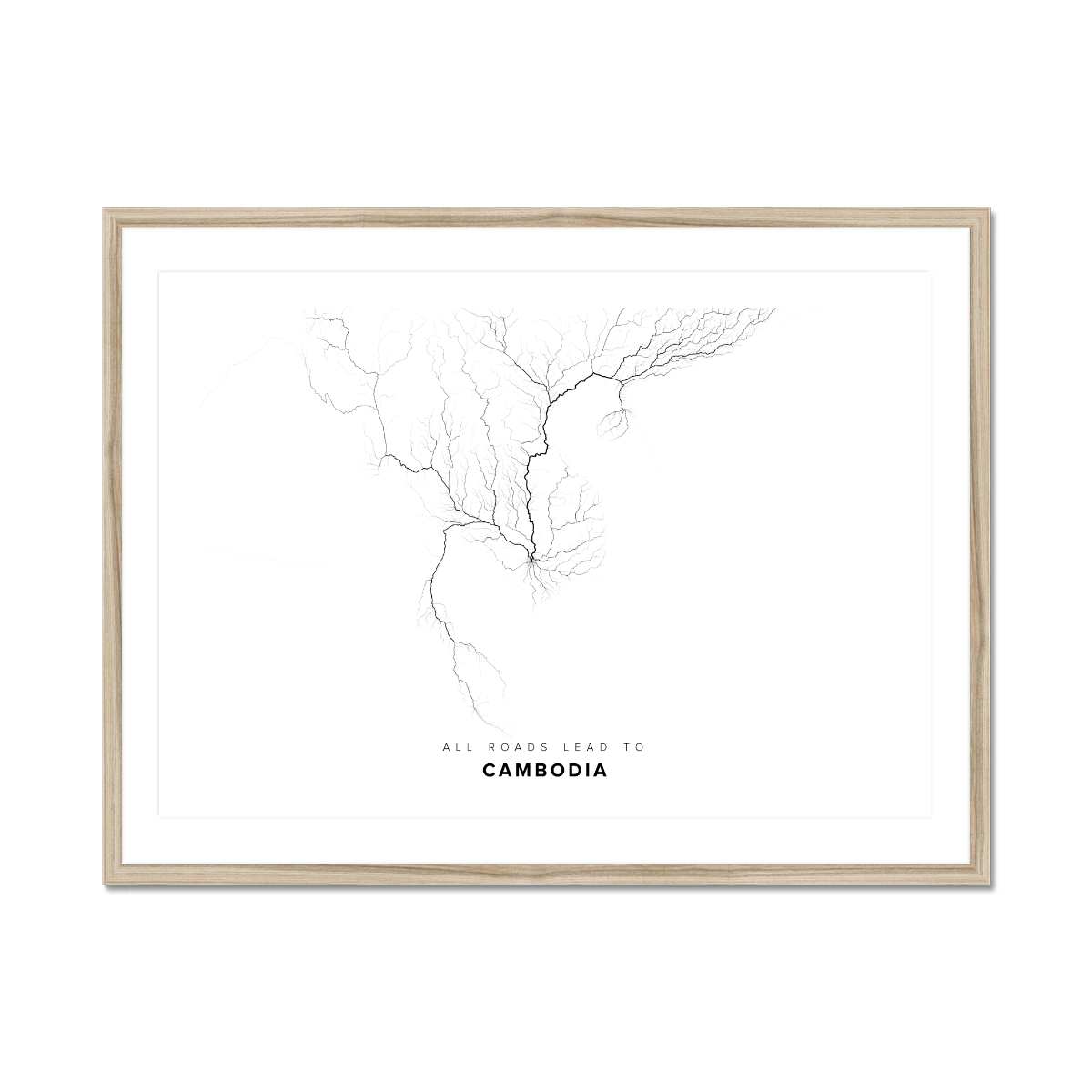 All roads lead to Cambodia Fine Art Map Print