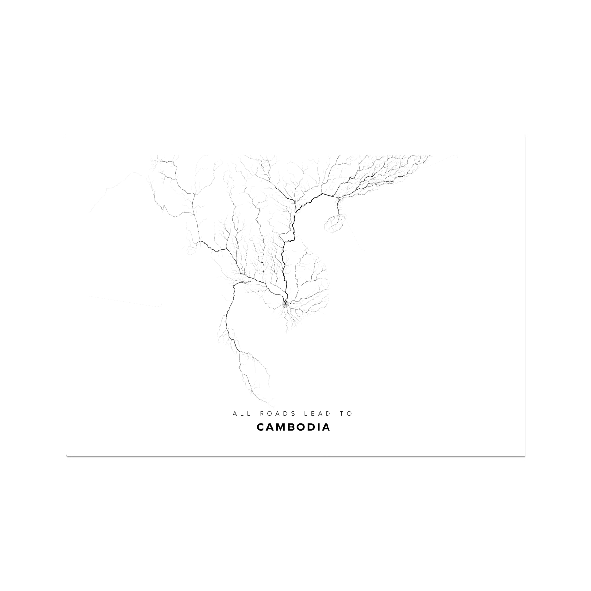 All roads lead to Cambodia Fine Art Map Print