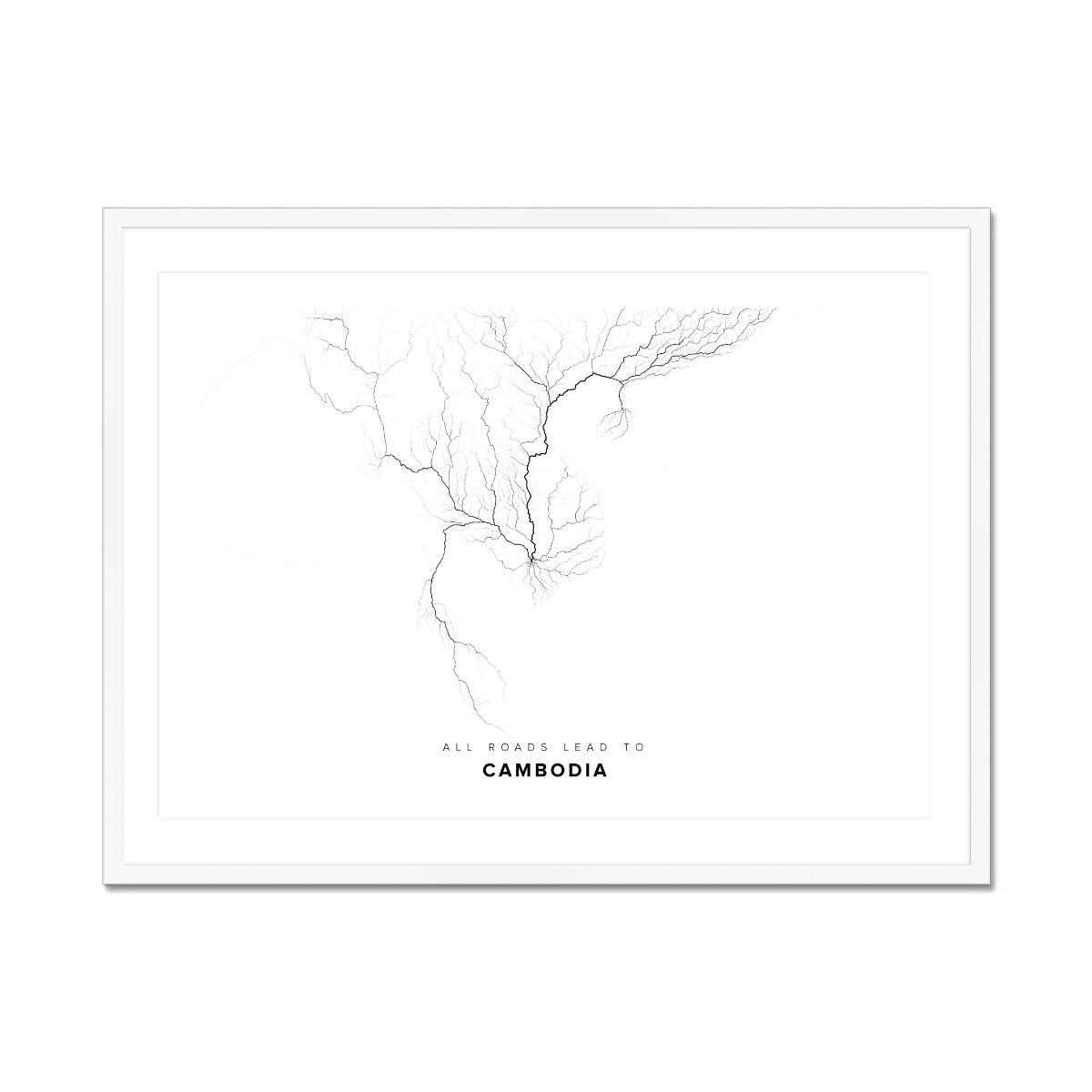 All roads lead to Cambodia Fine Art Map Print