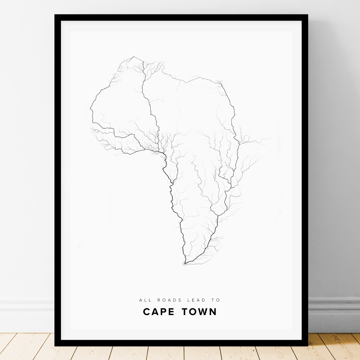 All roads lead to Cape Town (South Africa) Fine Art Map Print