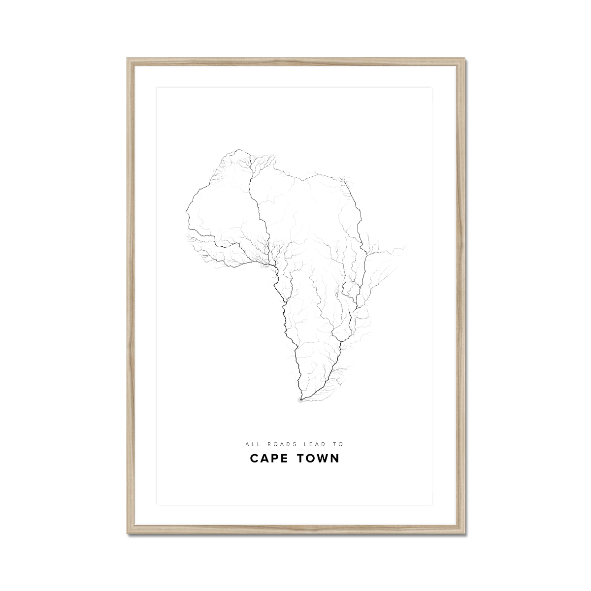 All roads lead to Cape Town (South Africa) Fine Art Map Print