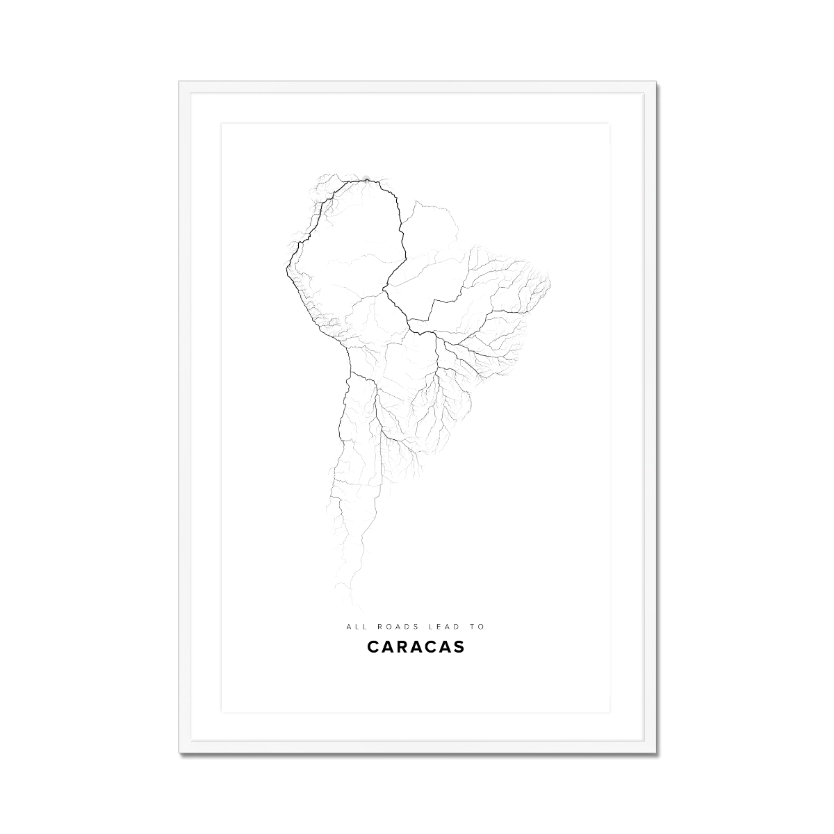 All roads lead to Caracas (Venezuela (Bolivarian Republic of)) Fine Art Map Print