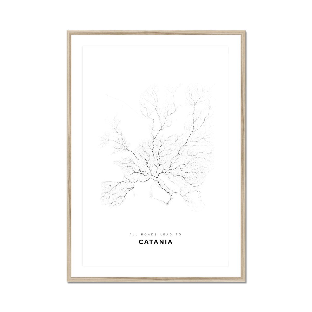 All roads lead to Catania (Italy) Fine Art Map Print
