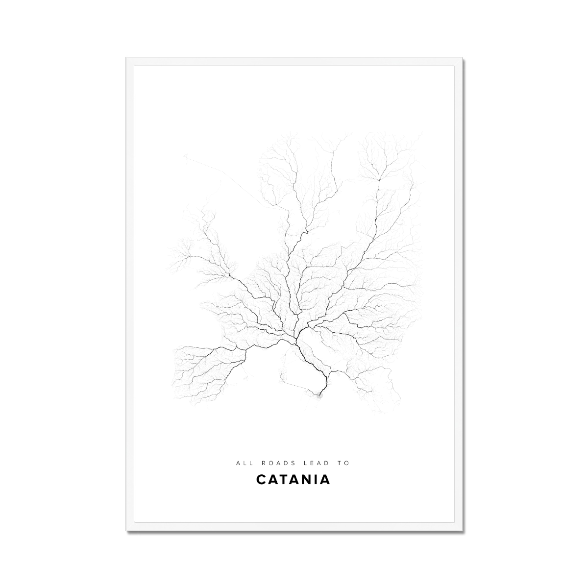 All roads lead to Catania (Italy) Fine Art Map Print
