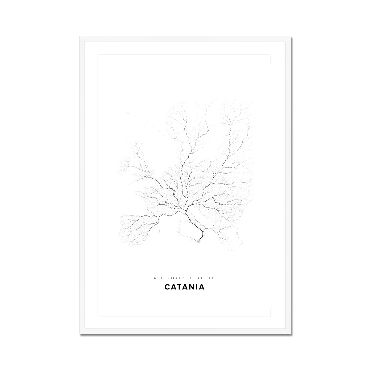All roads lead to Catania (Italy) Fine Art Map Print
