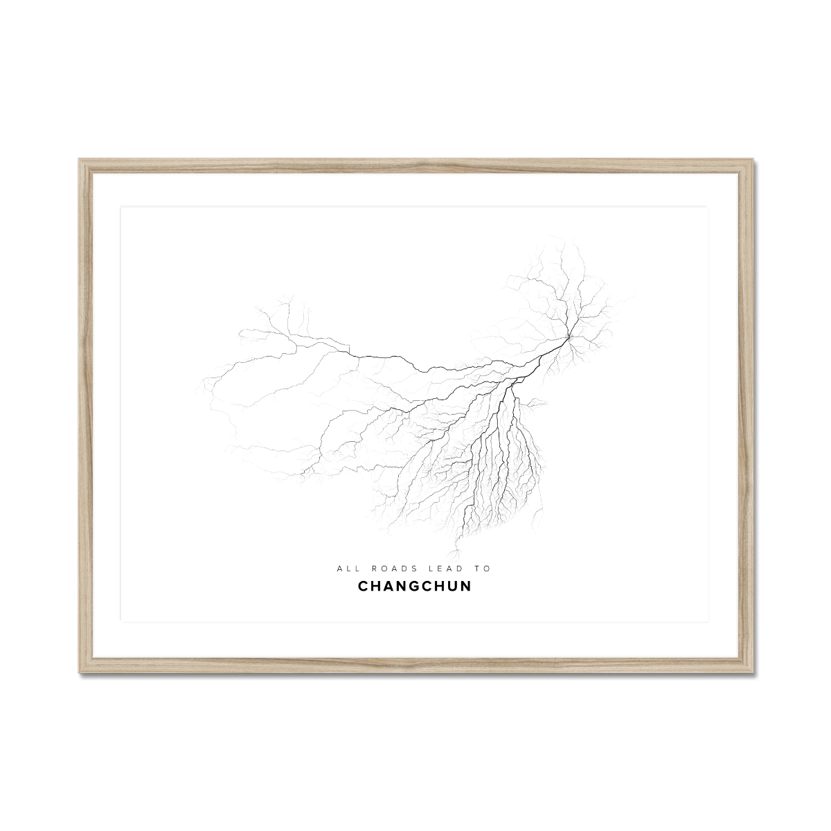 All roads lead to Changchun (China) Fine Art Map Print