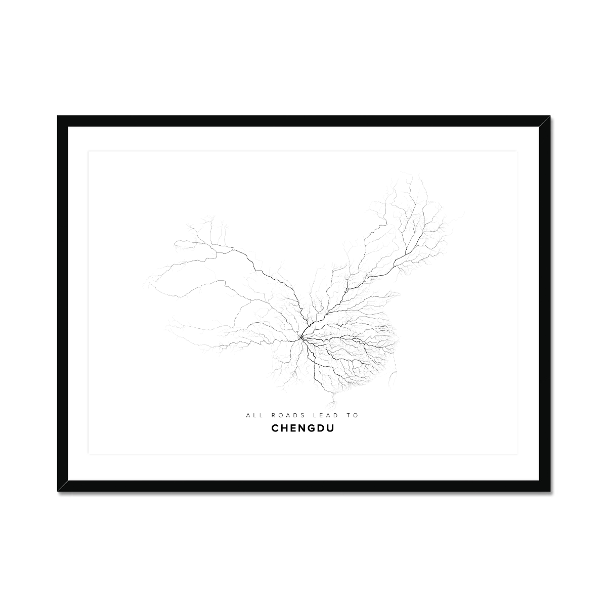 All roads lead to Chengdu (China) Fine Art Map Print