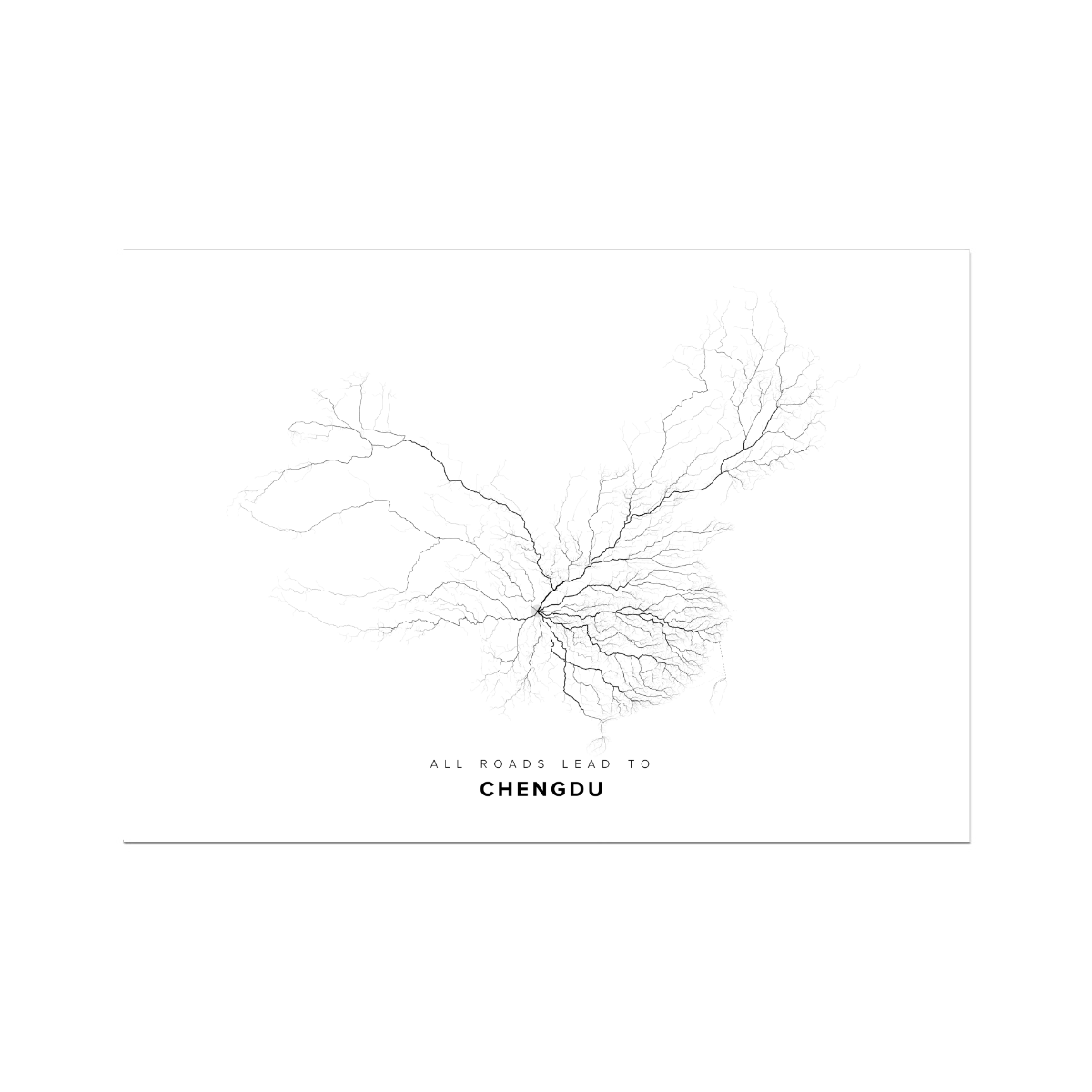 All roads lead to Chengdu (China) Fine Art Map Print