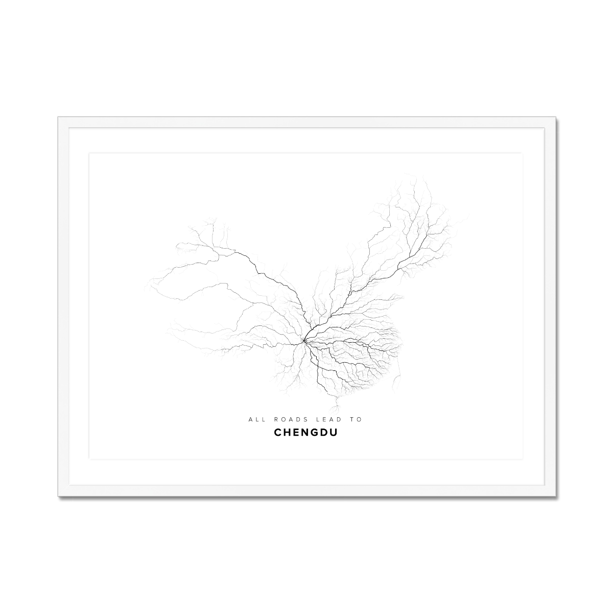 All roads lead to Chengdu (China) Fine Art Map Print