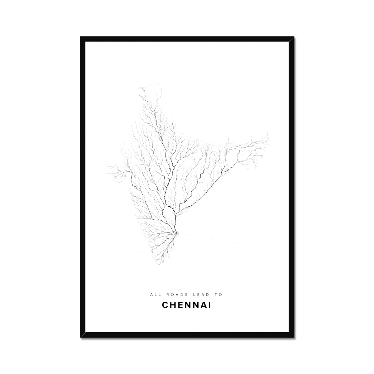 All roads lead to Chennai (India) Fine Art Map Print