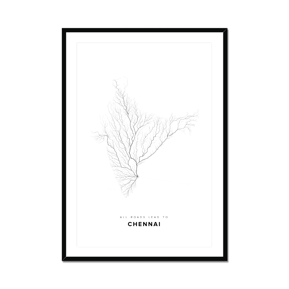 All roads lead to Chennai (India) Fine Art Map Print