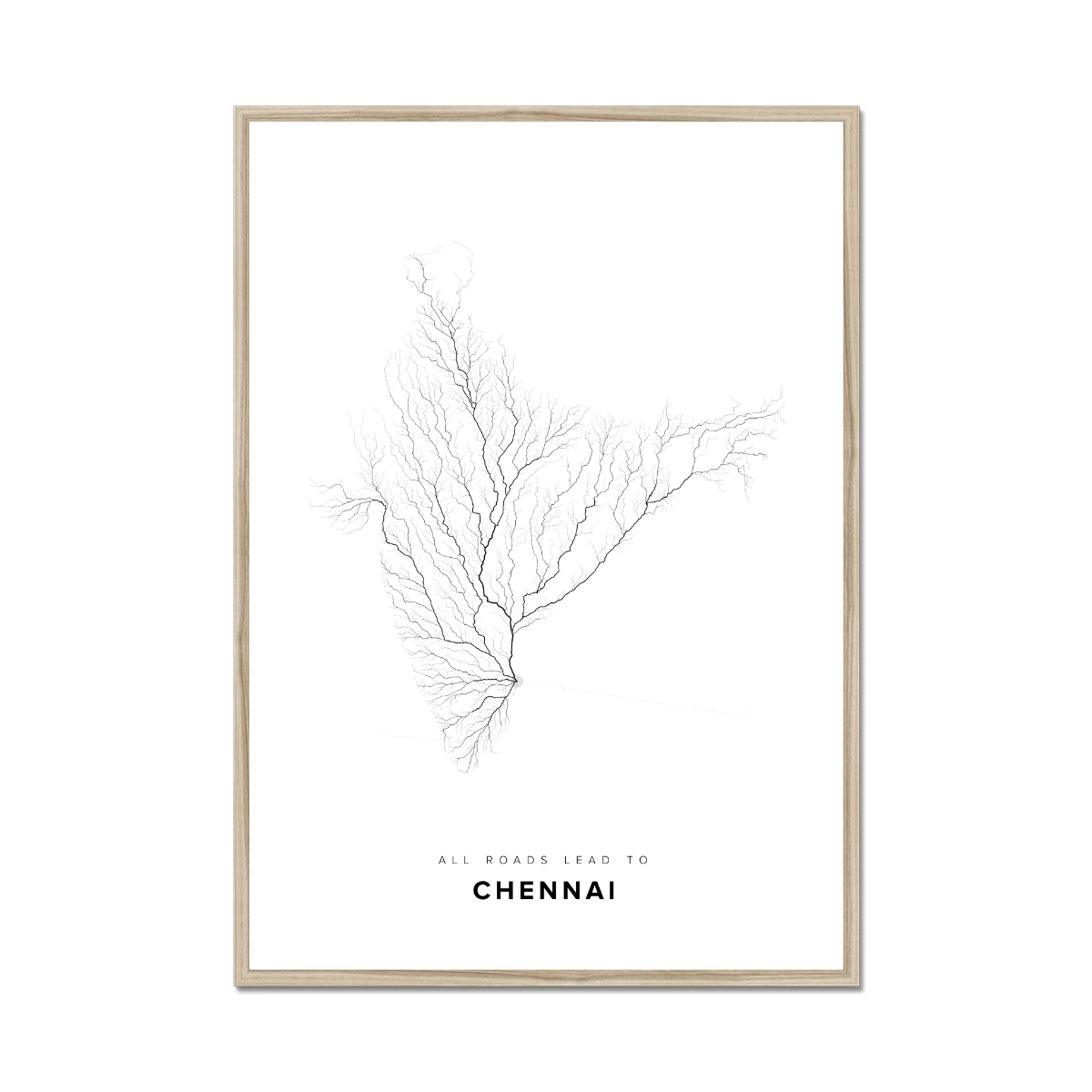 All roads lead to Chennai (India) Fine Art Map Print