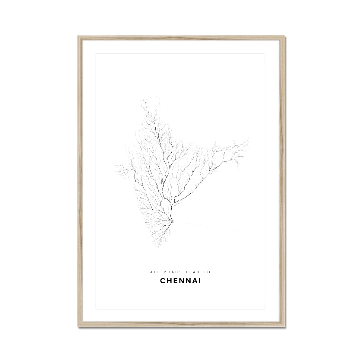 All roads lead to Chennai (India) Fine Art Map Print