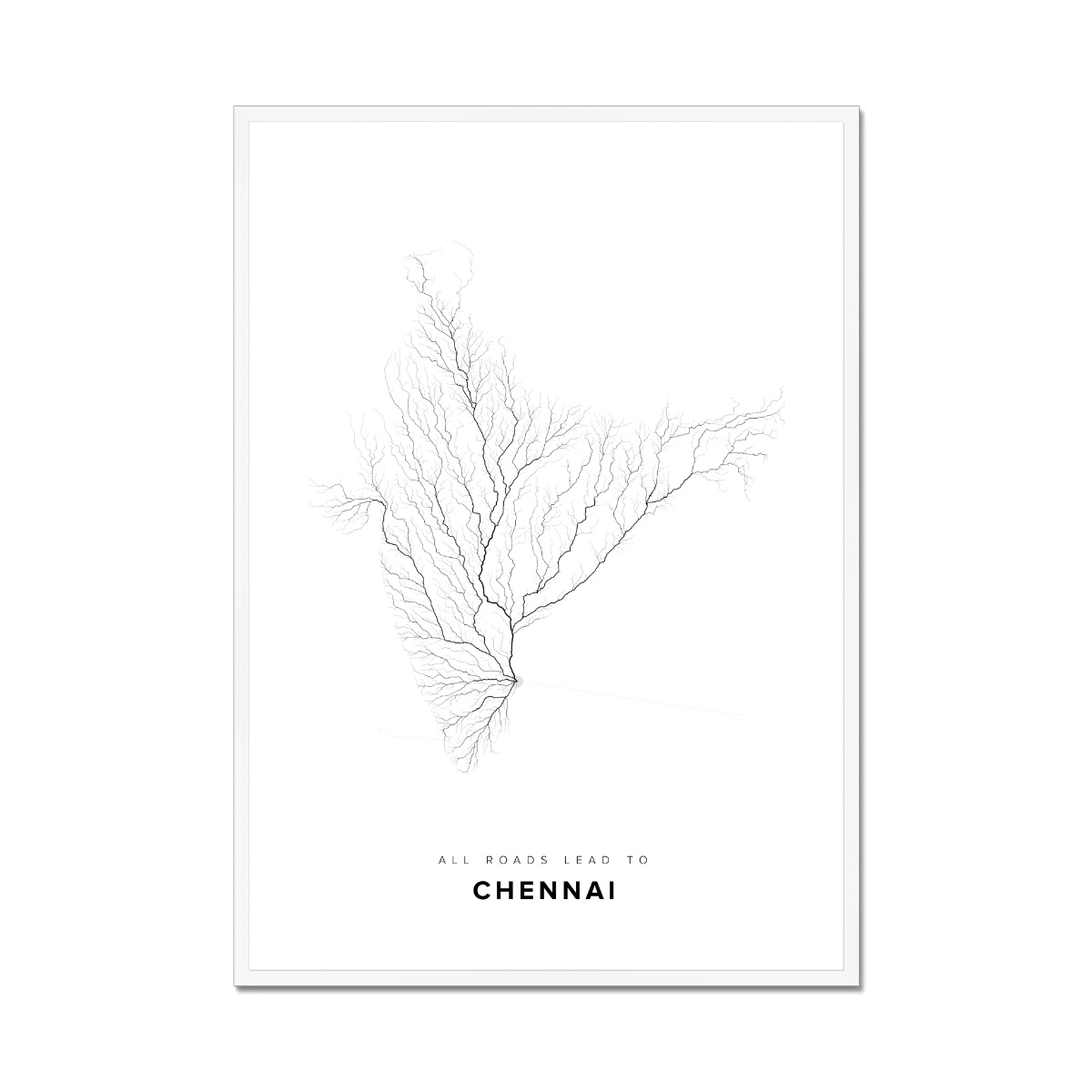 All roads lead to Chennai (India) Fine Art Map Print