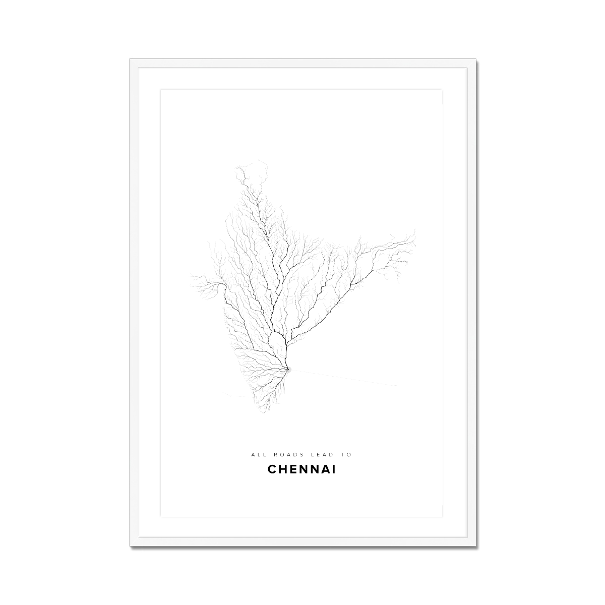 All roads lead to Chennai (India) Fine Art Map Print