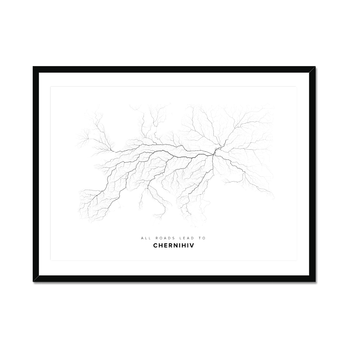 All roads lead to Chernihiv (Ukraine) Fine Art Map Print