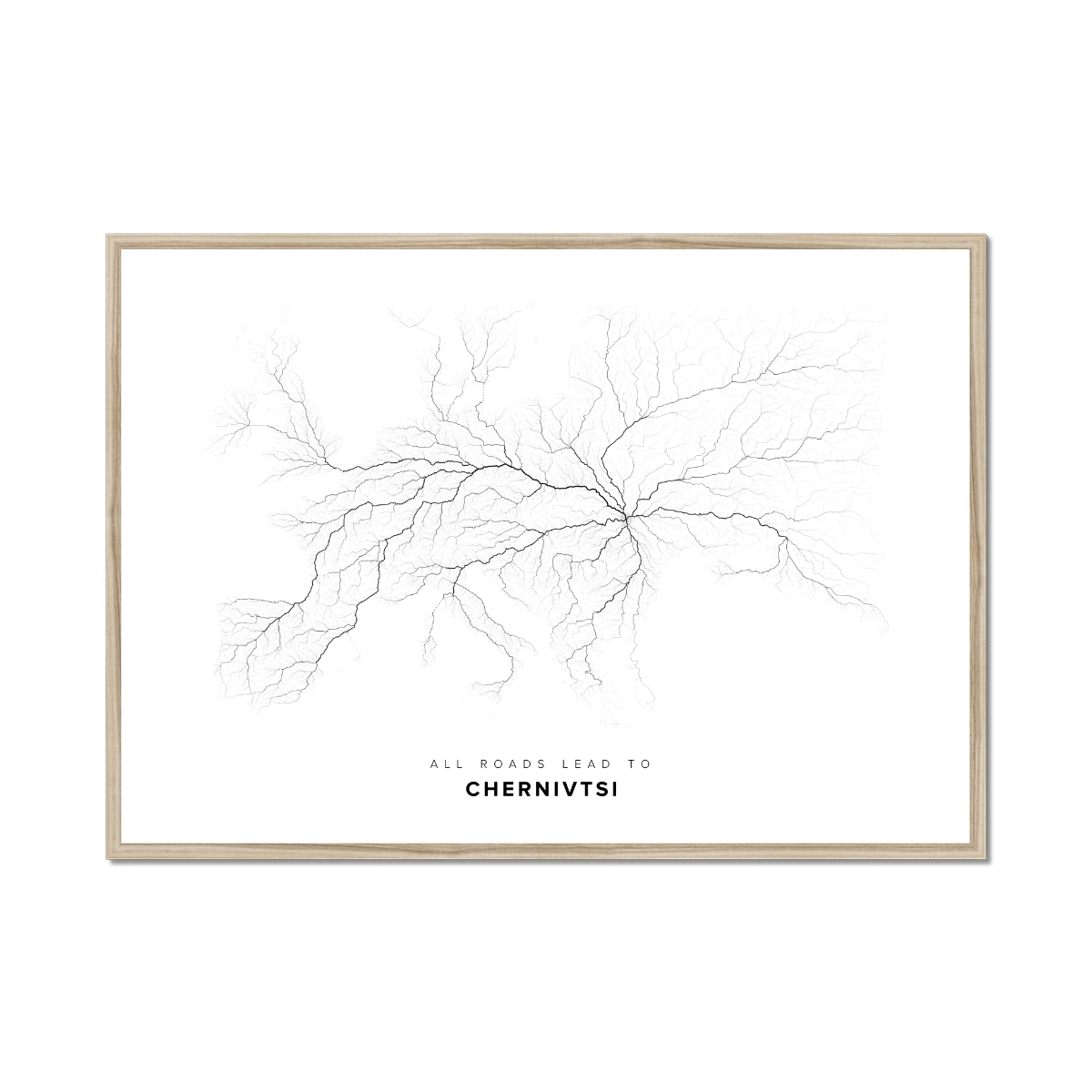 All roads lead to Chernivtsi (Ukraine) Fine Art Map Print