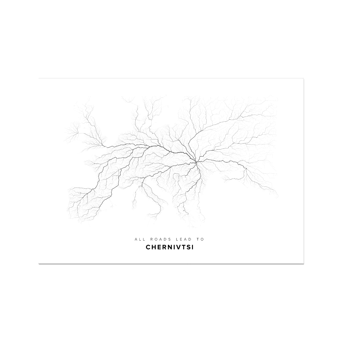 All roads lead to Chernivtsi (Ukraine) Fine Art Map Print
