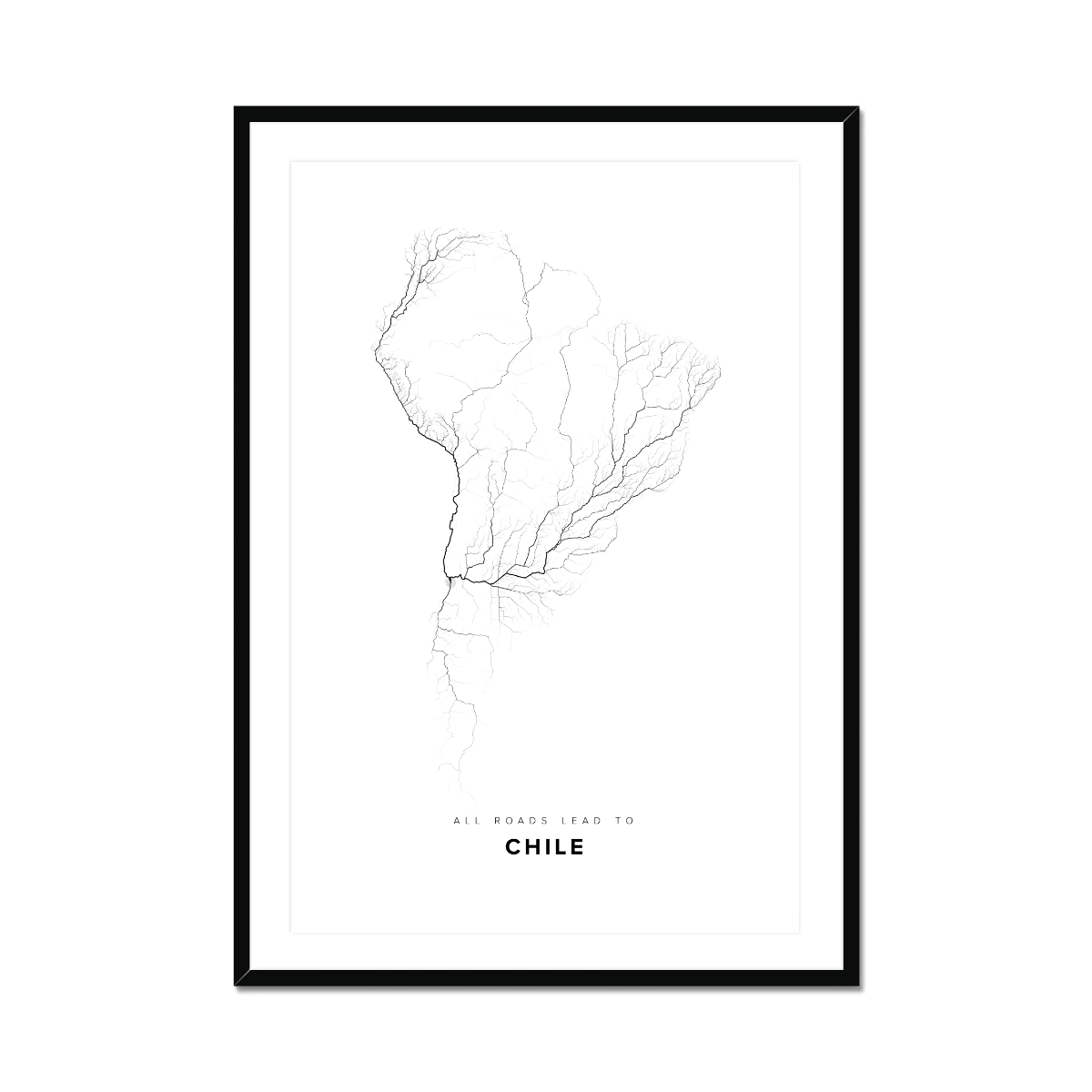 All roads lead to Chile Fine Art Map Print