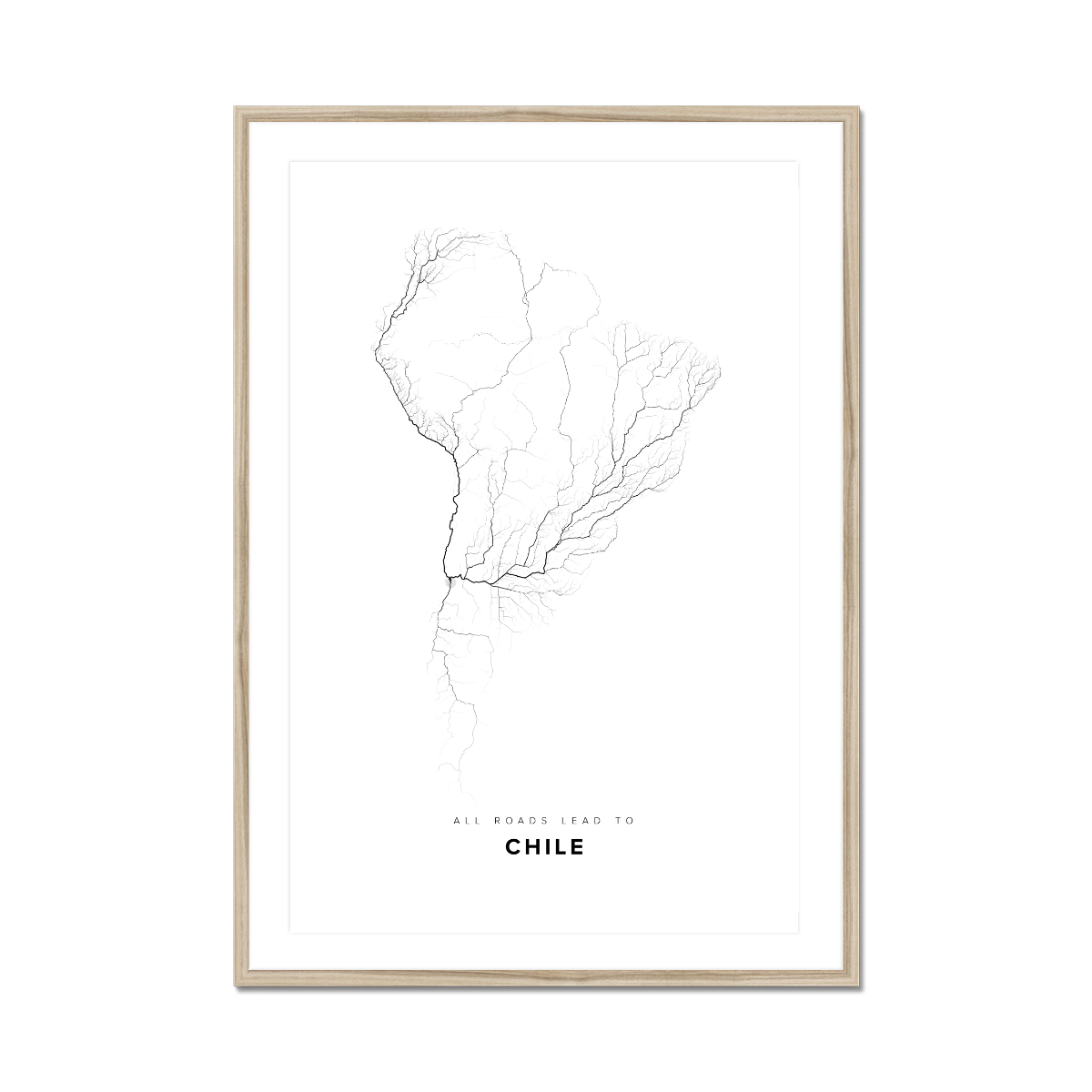 All roads lead to Chile Fine Art Map Print