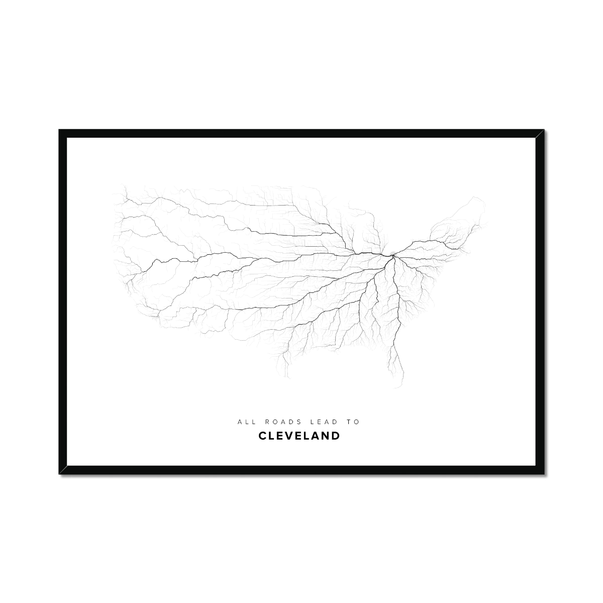 All roads lead to Cleveland (United States of America) Fine Art Map Print