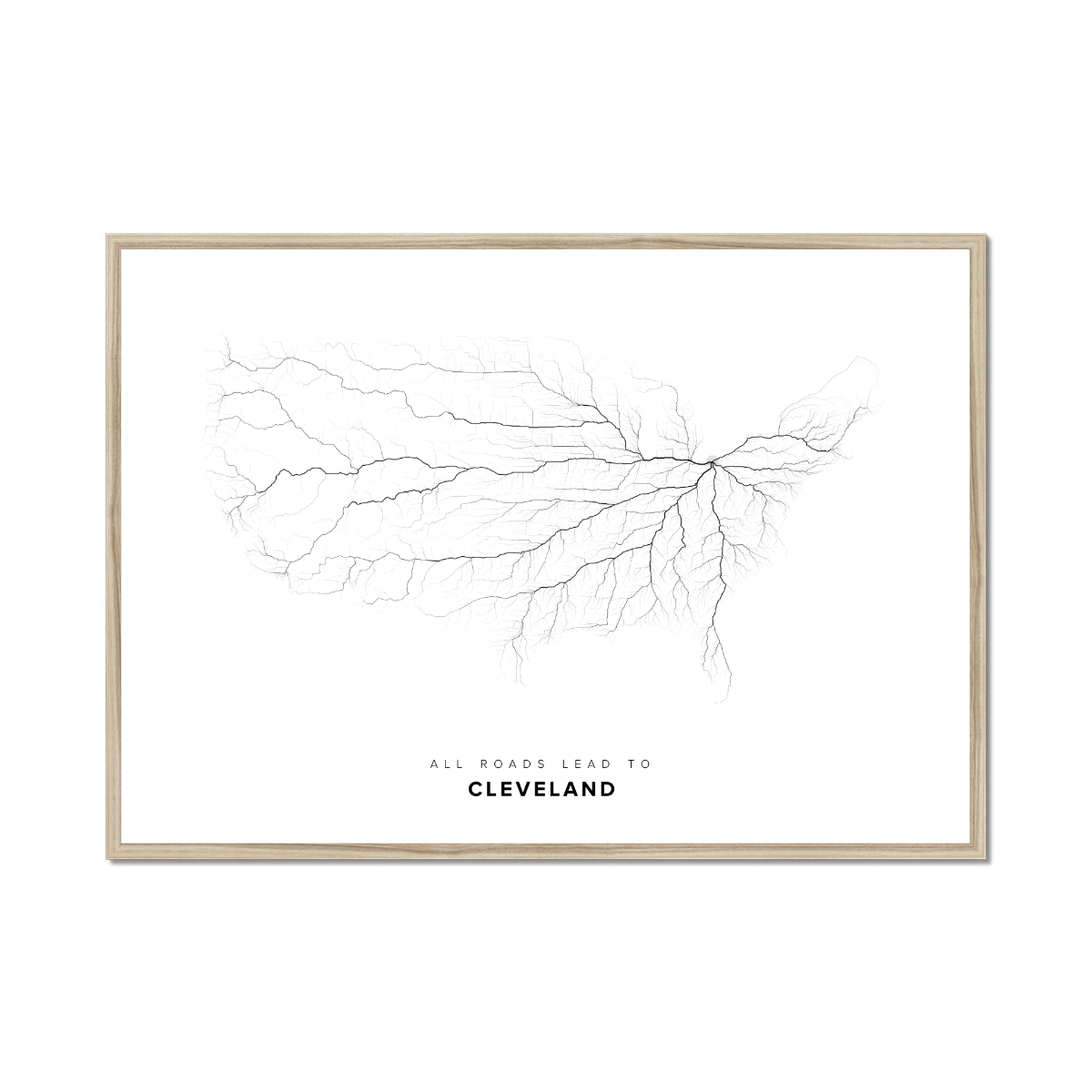 All roads lead to Cleveland (United States of America) Fine Art Map Print