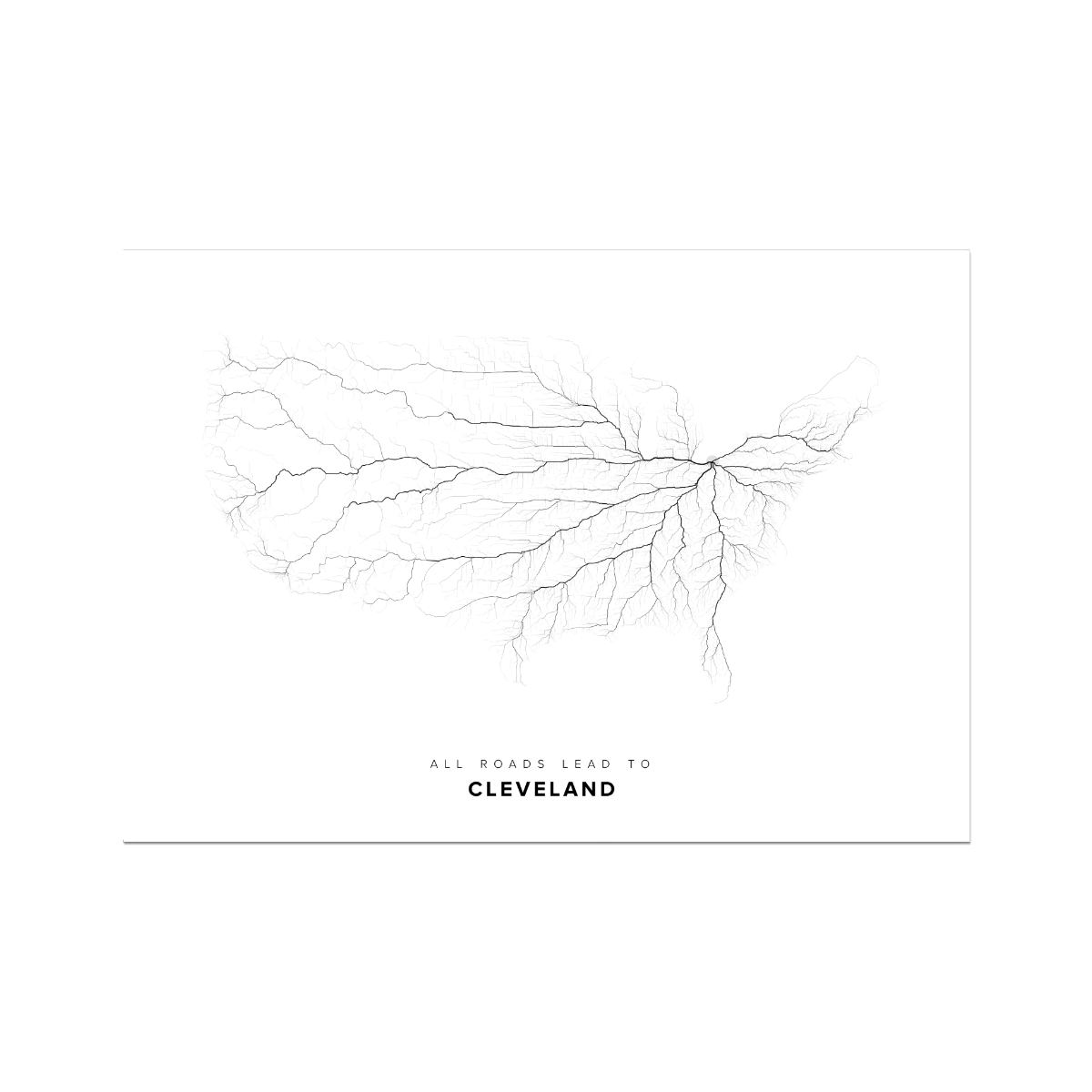 All roads lead to Cleveland (United States of America) Fine Art Map Print