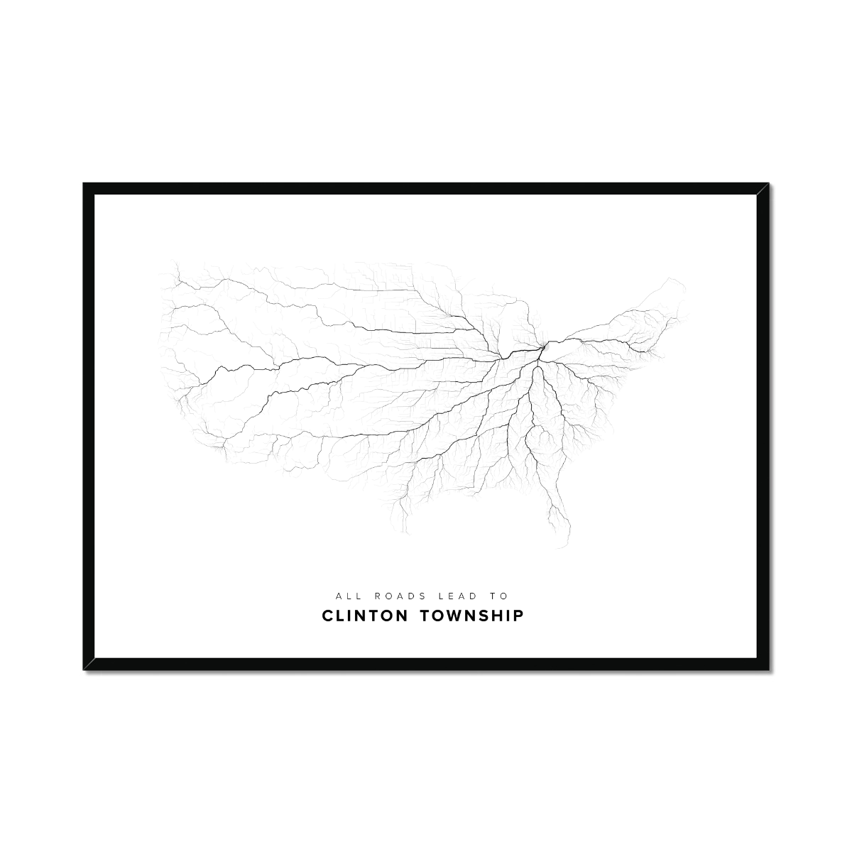 All roads lead to Clinton Township (United States of America) Fine Art Map Print