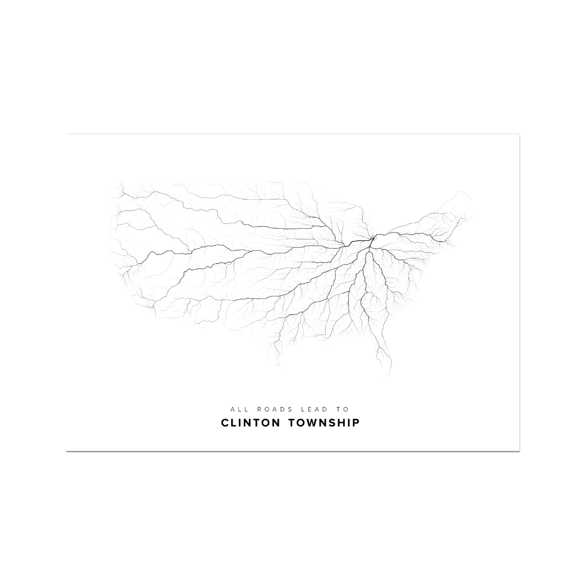 All roads lead to Clinton Township (United States of America) Fine Art Map Print