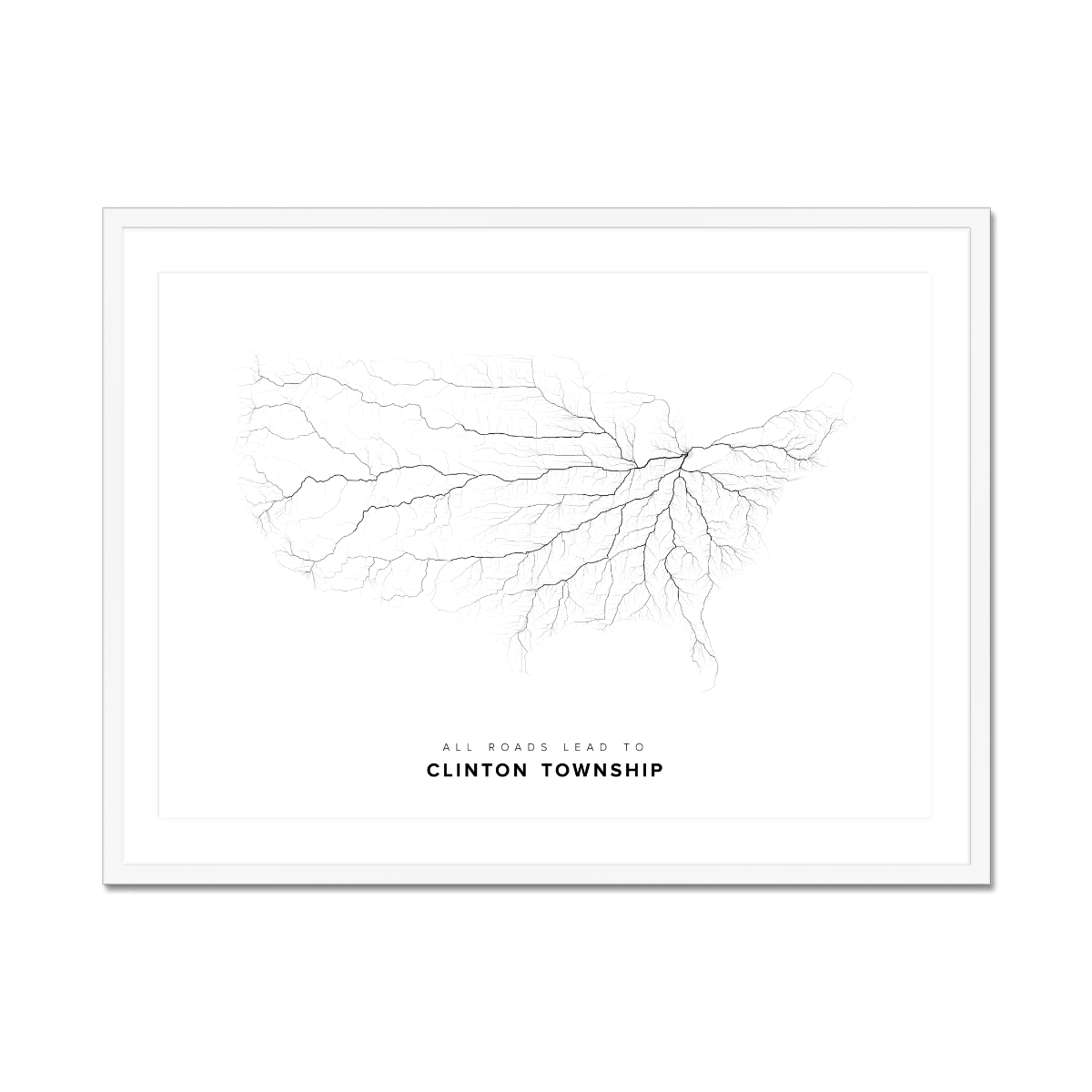 All roads lead to Clinton Township (United States of America) Fine Art Map Print