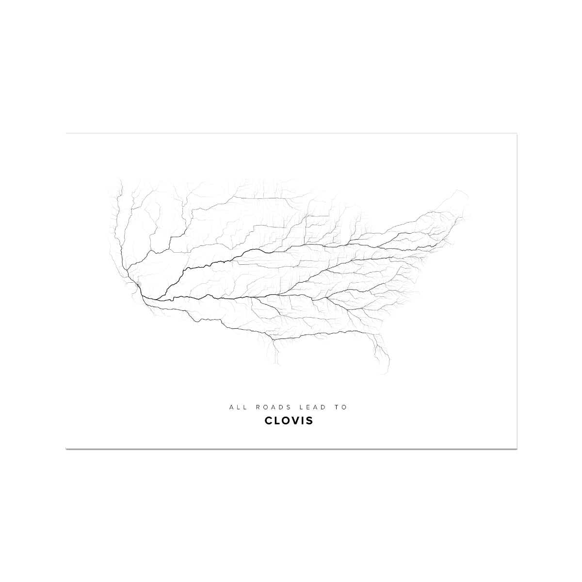 All roads lead to Clovis (United States of America) Fine Art Map Print
