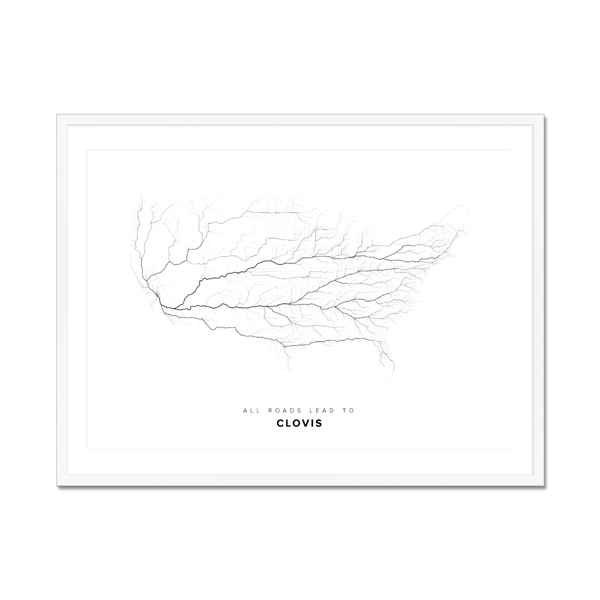 All roads lead to Clovis (United States of America) Fine Art Map Print
