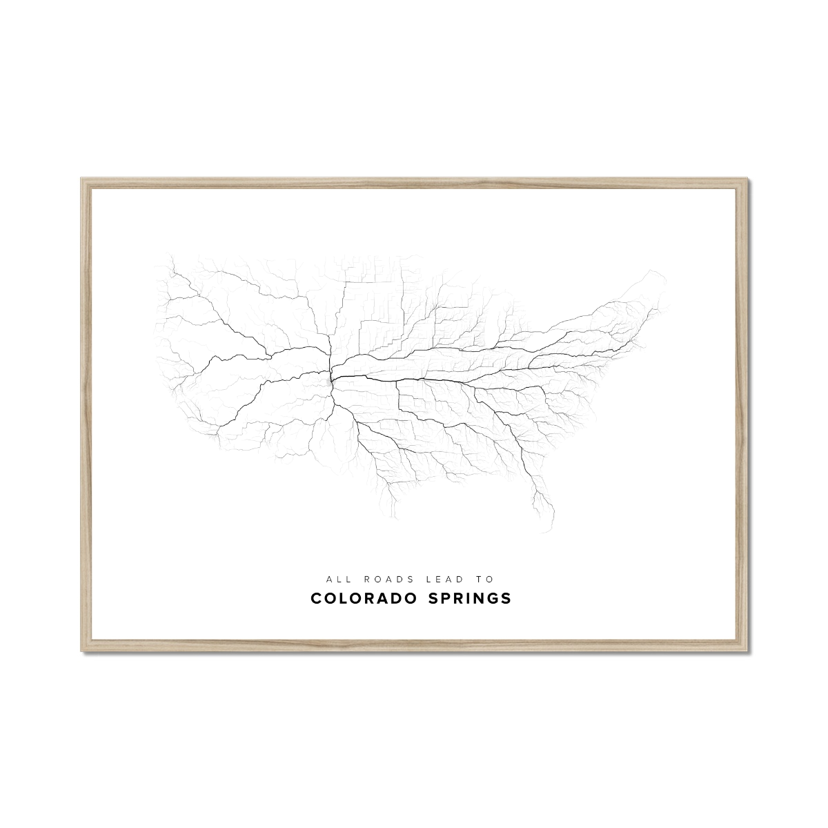 All roads lead to Colorado Springs (United States of America) Fine Art Map Print