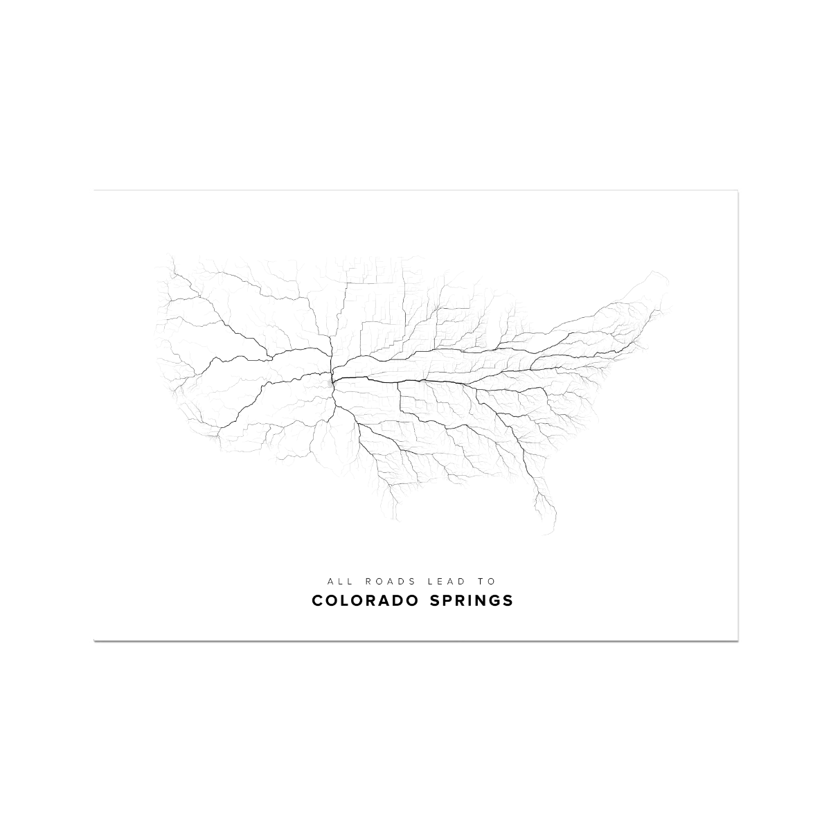 All roads lead to Colorado Springs (United States of America) Fine Art Map Print