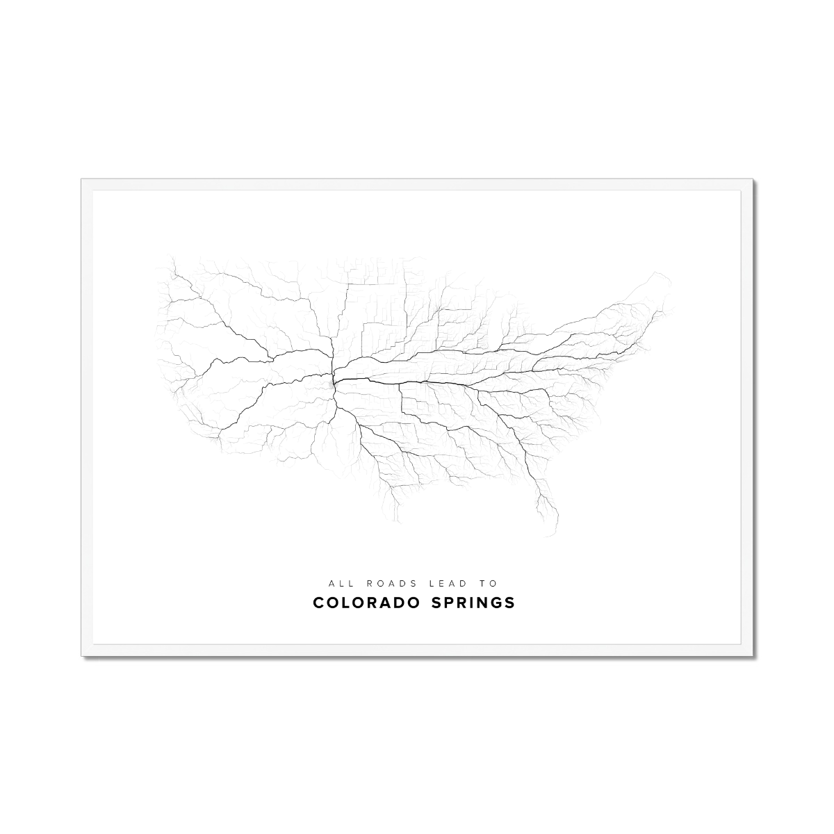 All roads lead to Colorado Springs (United States of America) Fine Art Map Print