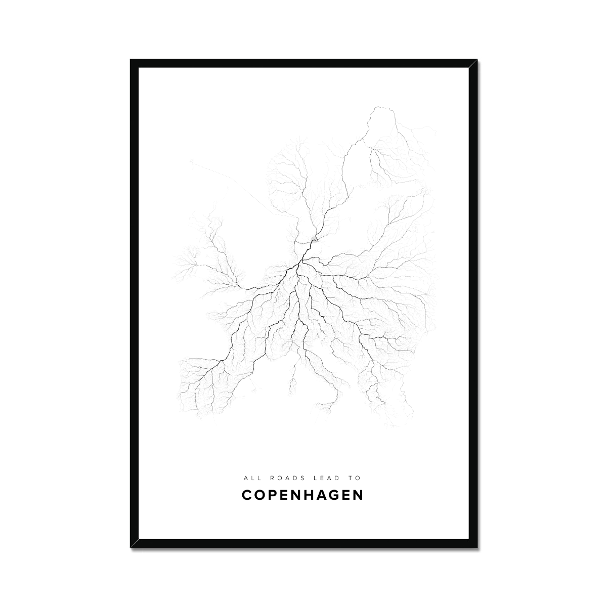 All roads lead to Copenhagen (Denmark) Fine Art Map Print