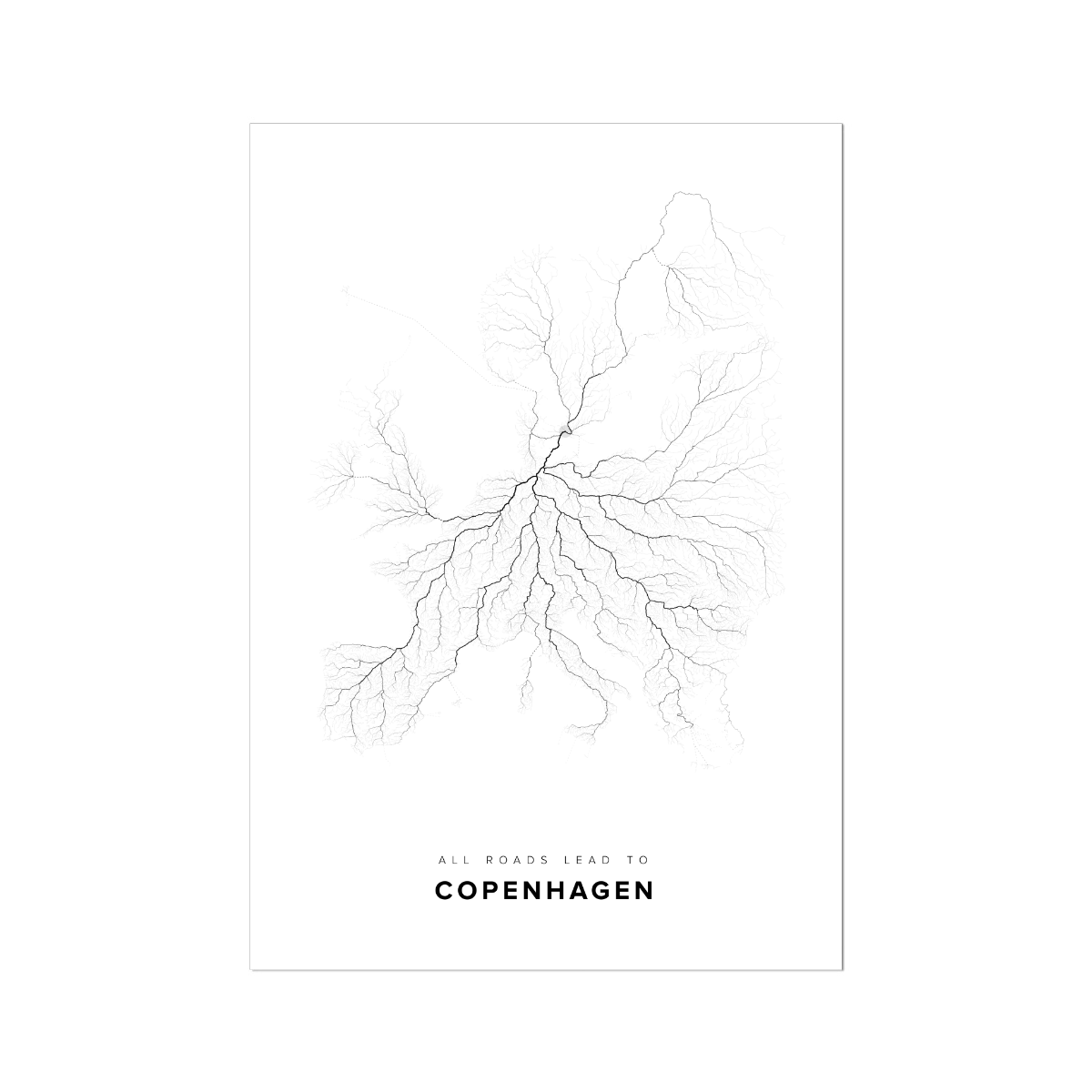 All roads lead to Copenhagen (Denmark) Fine Art Map Print