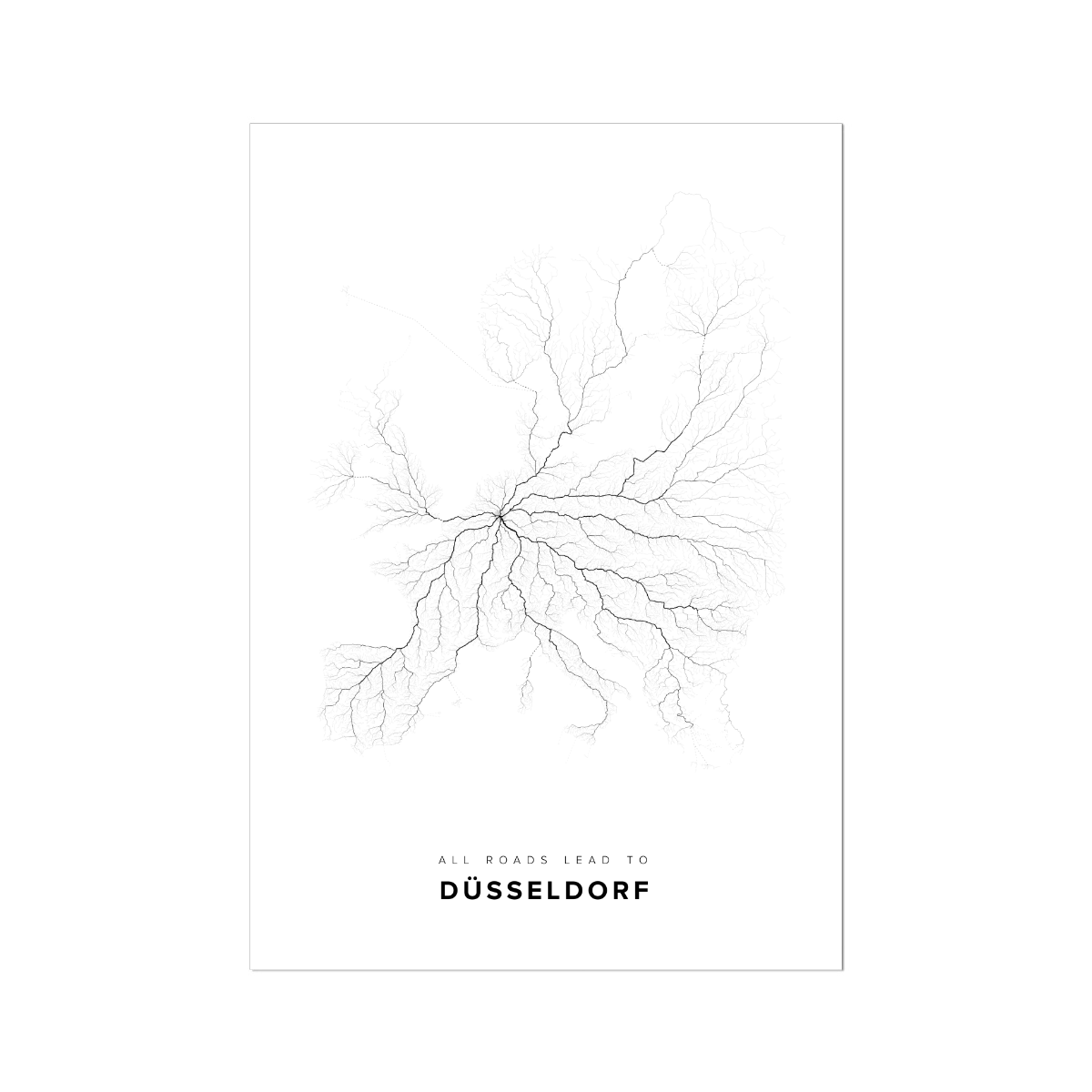 All roads lead to Düsseldorf (Germany) Fine Art Map Print