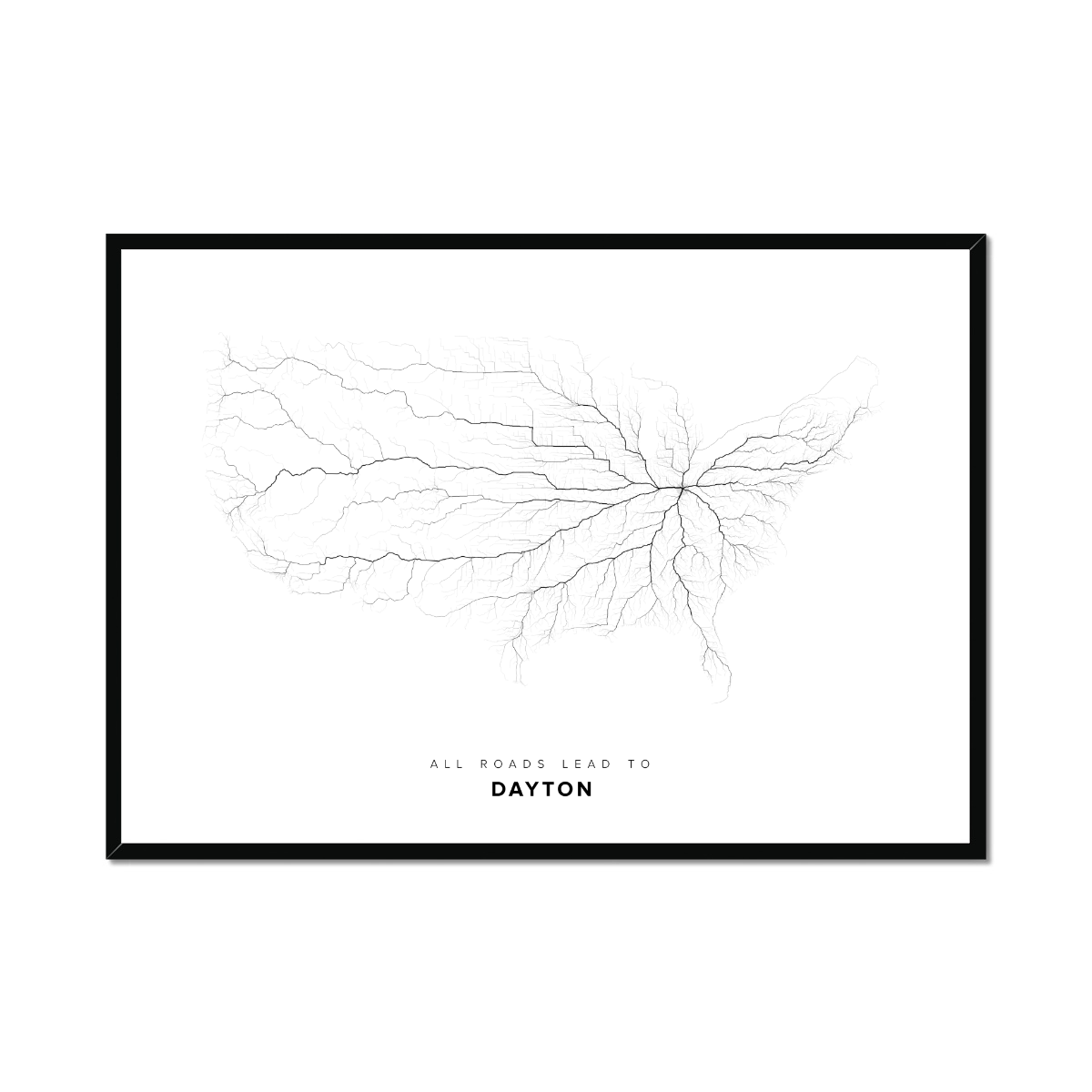 All roads lead to Dayton (United States of America) Fine Art Map Print